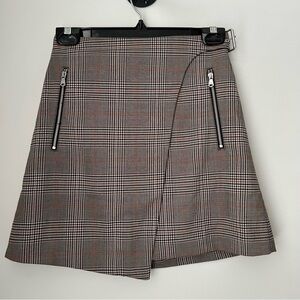 b+ab Plaid Wrap Mini Skirt
